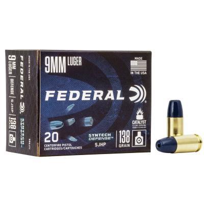 Federal American Eagle Syntech Defense 9mm 138 Gr Segmented Hollow Point 20 Rnds Image 