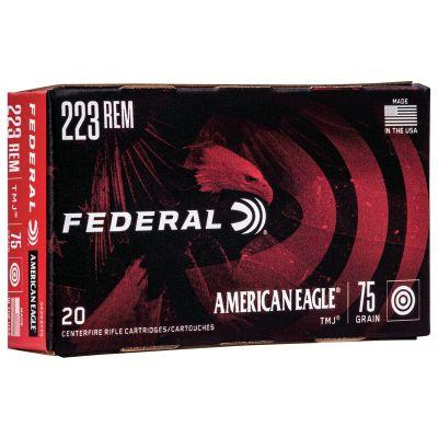 Federal American Eagle 223 Rem 75 Gr FMJ 20 Rnds Image 
