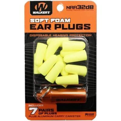 Walker’s 7 Pair Yellow Foam Plug W/ Aluminum Carry Canister Image 