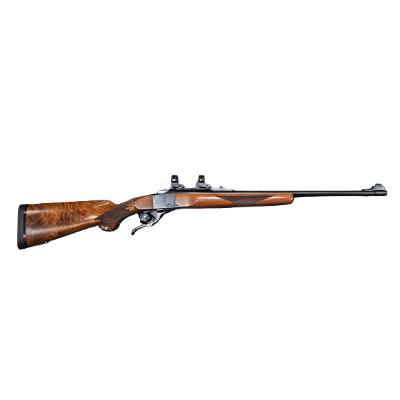Used Ruger No. 1 358 Win Blued 24″ barrel with Iron Sights/Wood Stock comes with Rings and Reloading accessories Stk 77115